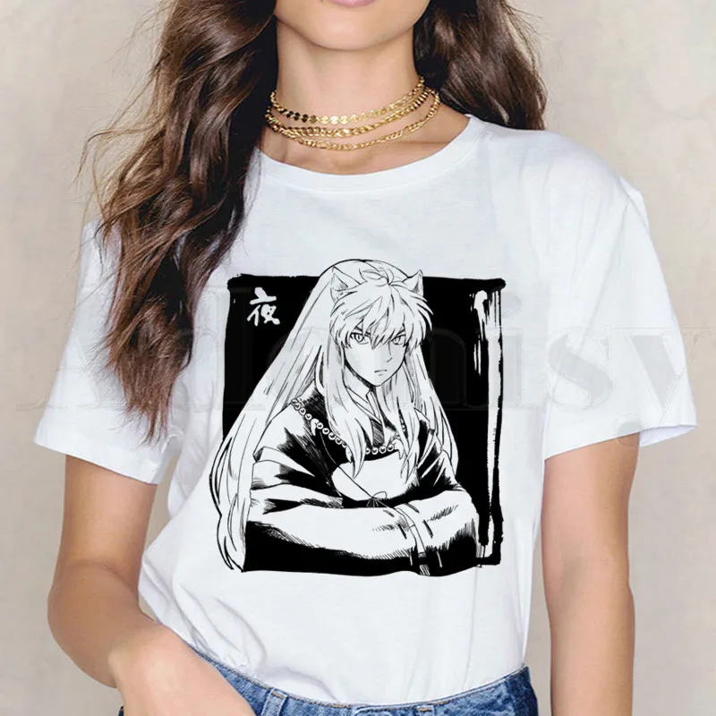

Feudal Demon Inuyasha Higurashi Kagome Anime Short Sleeve Female Tops Tees Harajuku VintageT Shirts Women's T-shirt