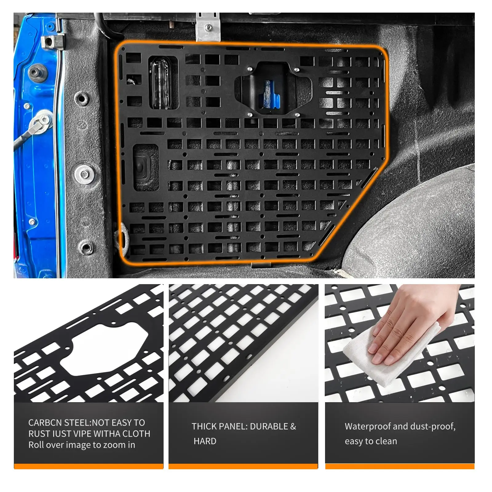 Side Bed Molle Panel Rack System Cargo Storage Organizer For 2015- Ford F150 2pcs Rear Trunk Debris Rack Trunk Hanging Plate