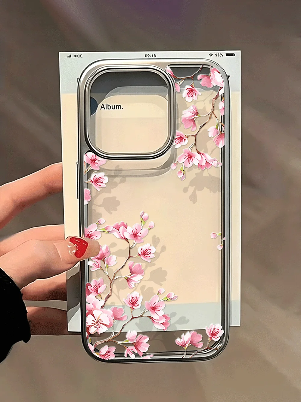 Matte Watercolor Peach Blossom Shockproof Phone Case - Anti-Fall Cover