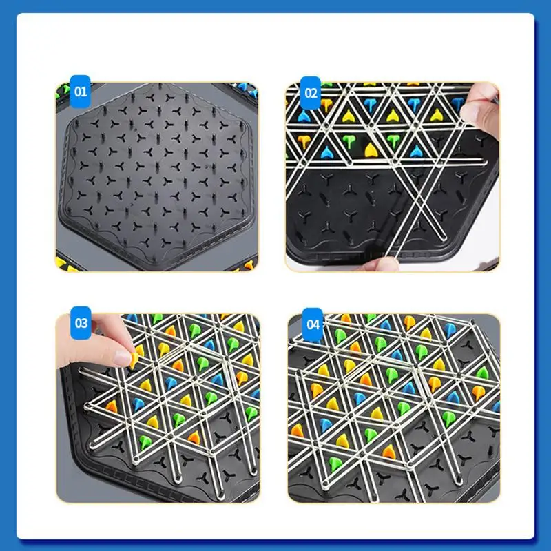 Chain chess rubber band triangle chess geometric chain chess game children's interactive brain teaser strategy game 6