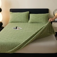 new plush mattress cover for bed,stretch soft material fitted sheet, keep warm,dust protector,machine washable 90X200,180X200 1