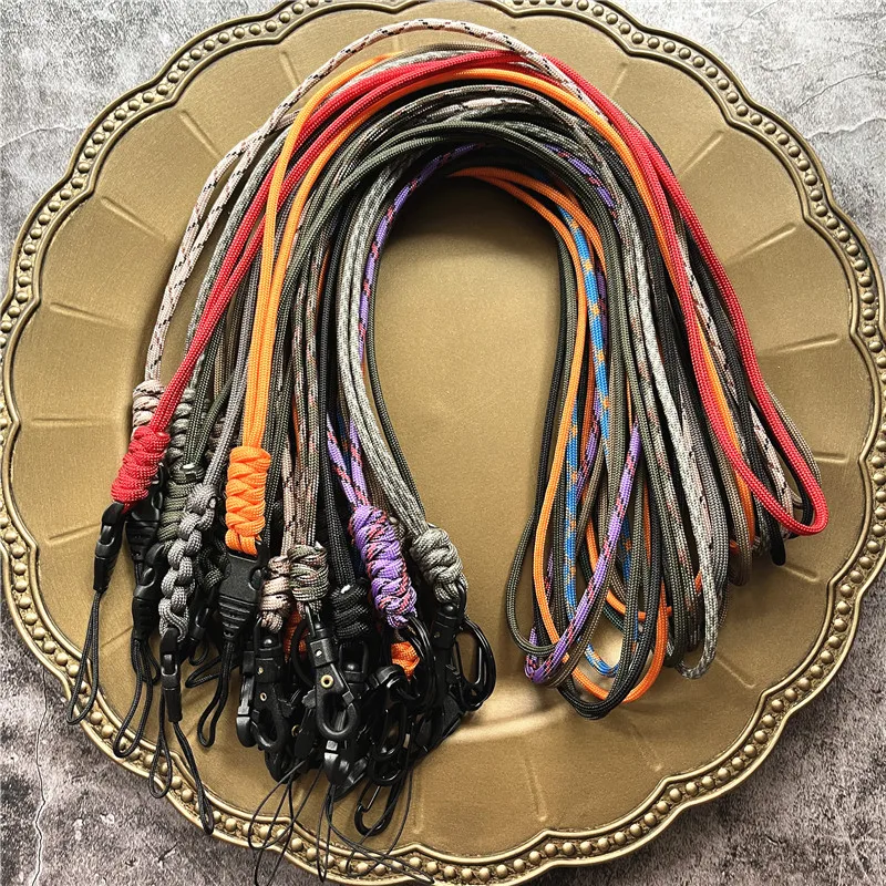Outdoor Rock Climbing Paracord Keychain Lanyard Snake Knot Split Ring ID Holder Mulyiple Use Long Lanyard For EDC Knife Key