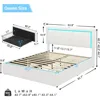 Queen Size Bed Frame with 4 Storage Drawers and LED Lights - Faux Leather Upholstered Platform Bed with USB Ports Adjustable LED 2