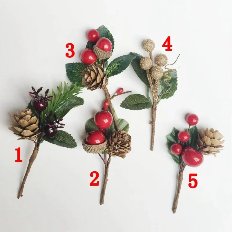

5pc Artificial Berry Pine Needles Bouquet DIY Handmade Wreath Christmas Greeting Card Accessories Decor Ornaments for Home 2024