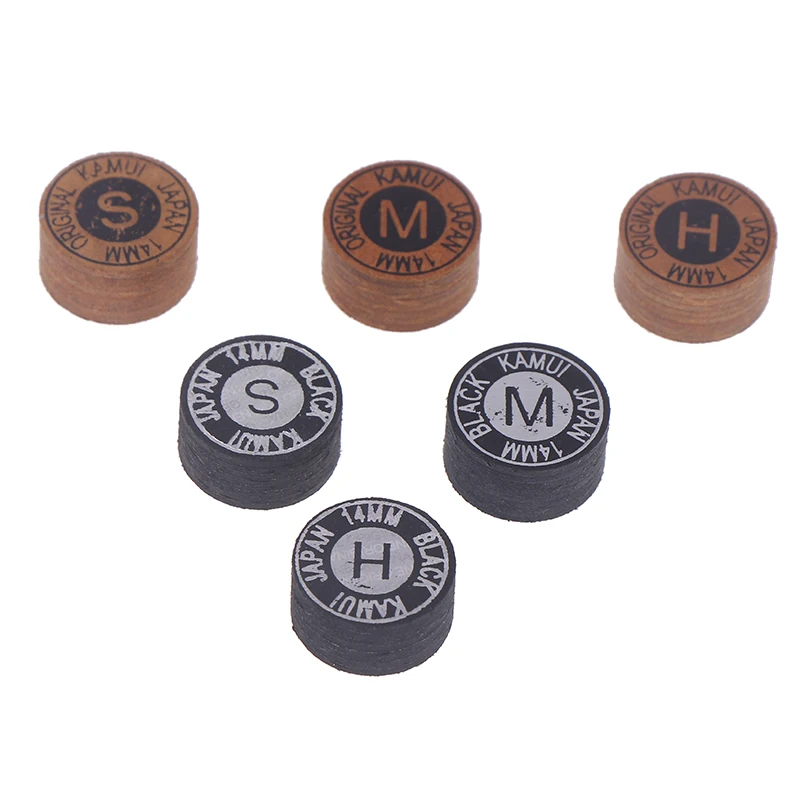 Description Picture 2 of item1/2 Pcs 14mm Japanese Multi-Ply Heads Black Gold Professional Fancy Nine-Ball Cue Head Snooker Billiard Heads Hard Soft Heads