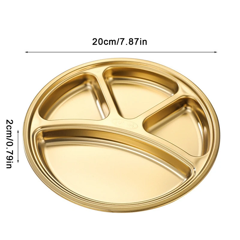 Stainless Steel Tray Divided Flat Compartment Food Trays Circular Dinner Trays Food Portion Plates With Divider Plate Dinnerware