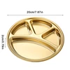 Stainless Steel Tray Divided Flat Compartment Food Trays Circular Dinner Trays Food Portion Plates With Divider Plate Dinnerware 5