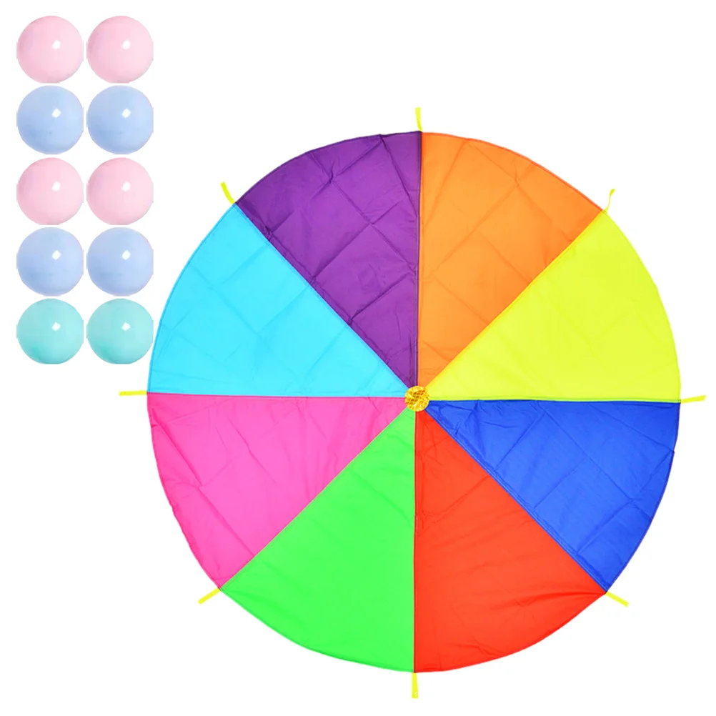 

2M Diameter Outdoor Rainbow Umbrella Parachute Toy Jump-Sack Ballute Play Children School Activity Puzzle Game Props