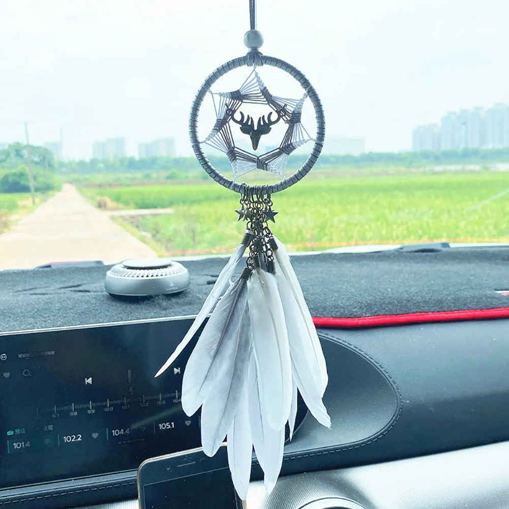 

Dream Catcher Car Pendant for Girls Feather Mirror Hanging Pendant Home Decor Lucky Car Ornament Girls Car Interior Accessories