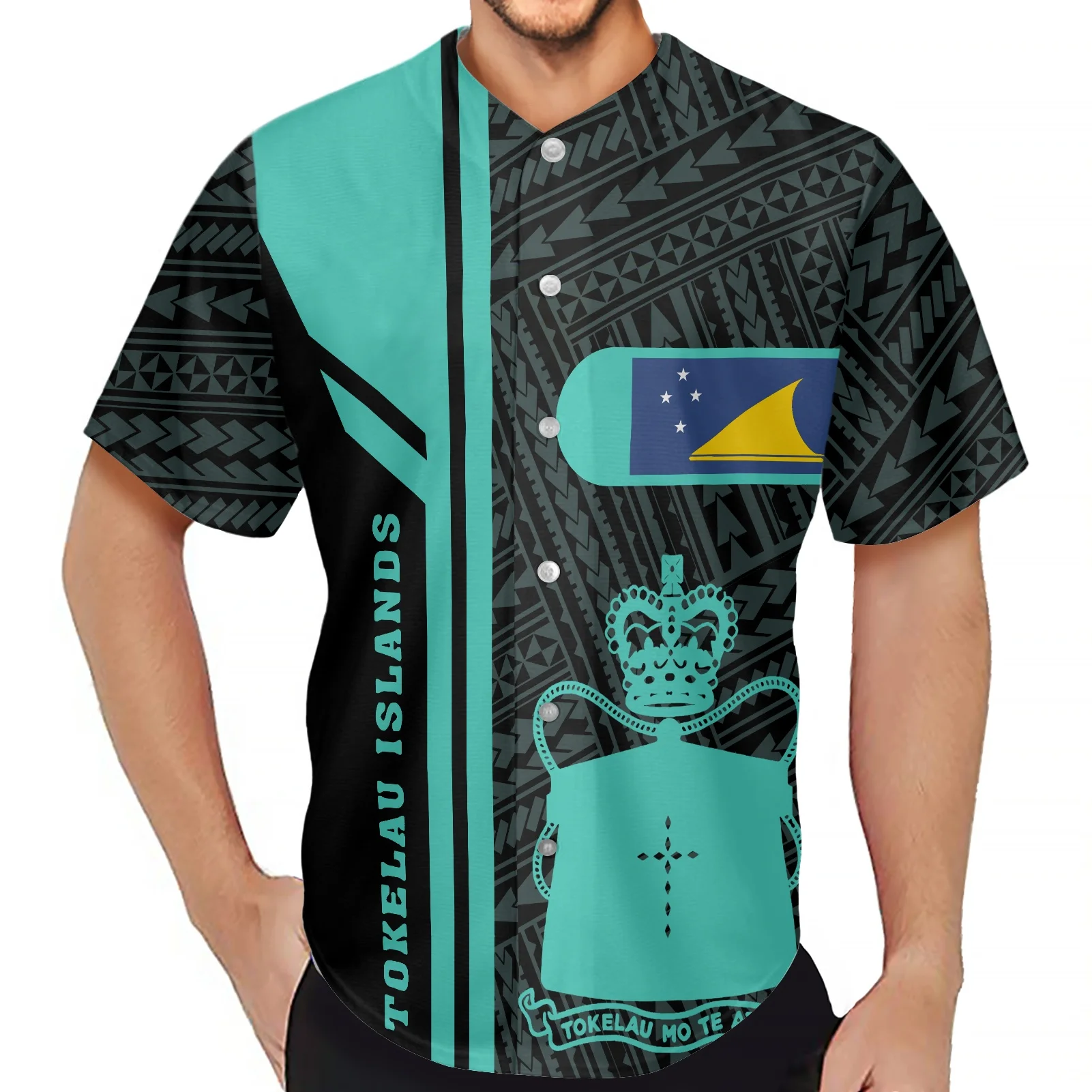 

Мужская футболка с принтом по запросу, летняя футболка на пуговицах с флагом токхау, бейсбольная форма, уличная одежда, футболки с принтом, бейсбольная Футболка в стиле хип-хоп