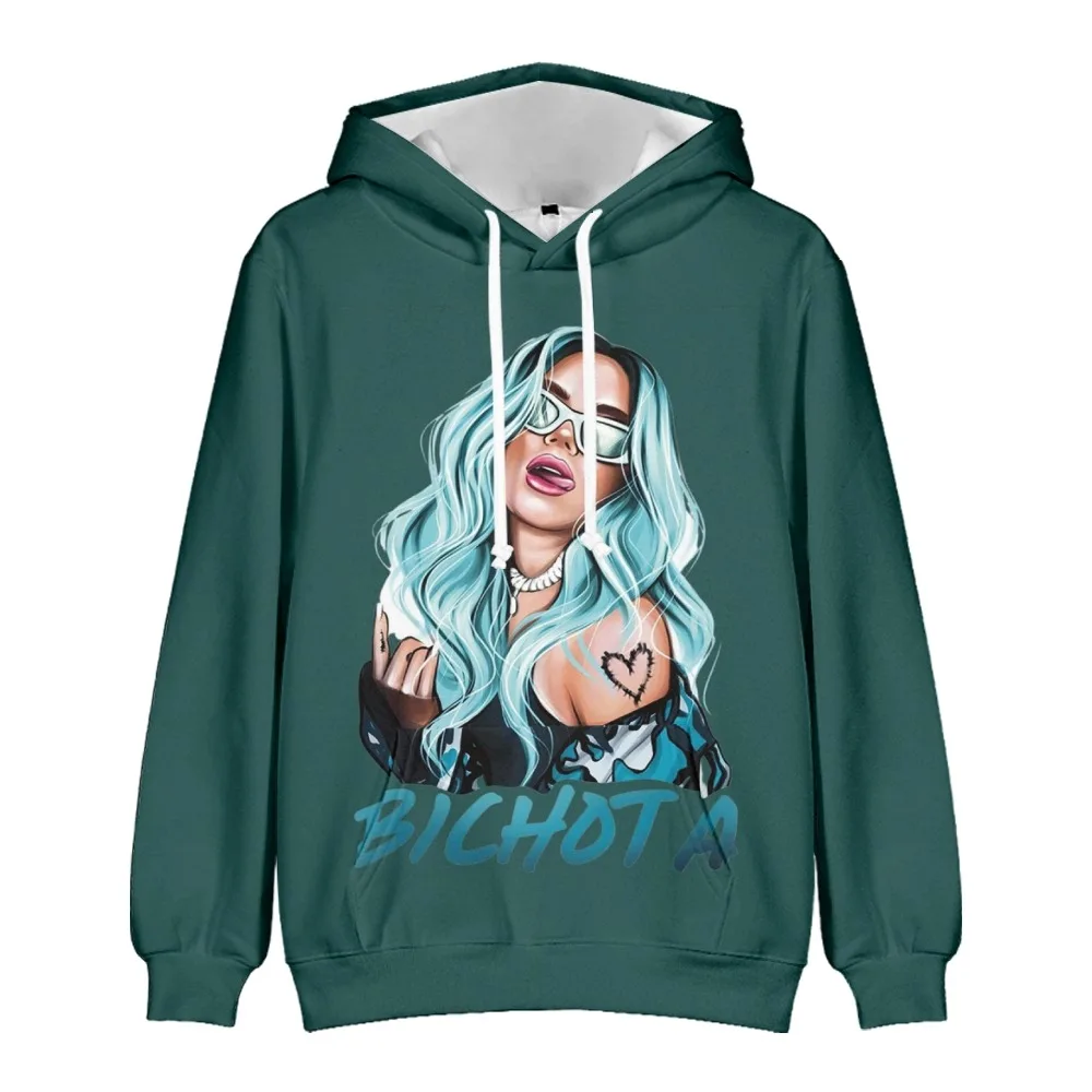 Karol G Hoodie Bichota Merch Unisex Long Sleeve Hoodie Woman Man Hooded Sweatshirt Reggae Rapper Hip Hop Rapper 3D Clothes