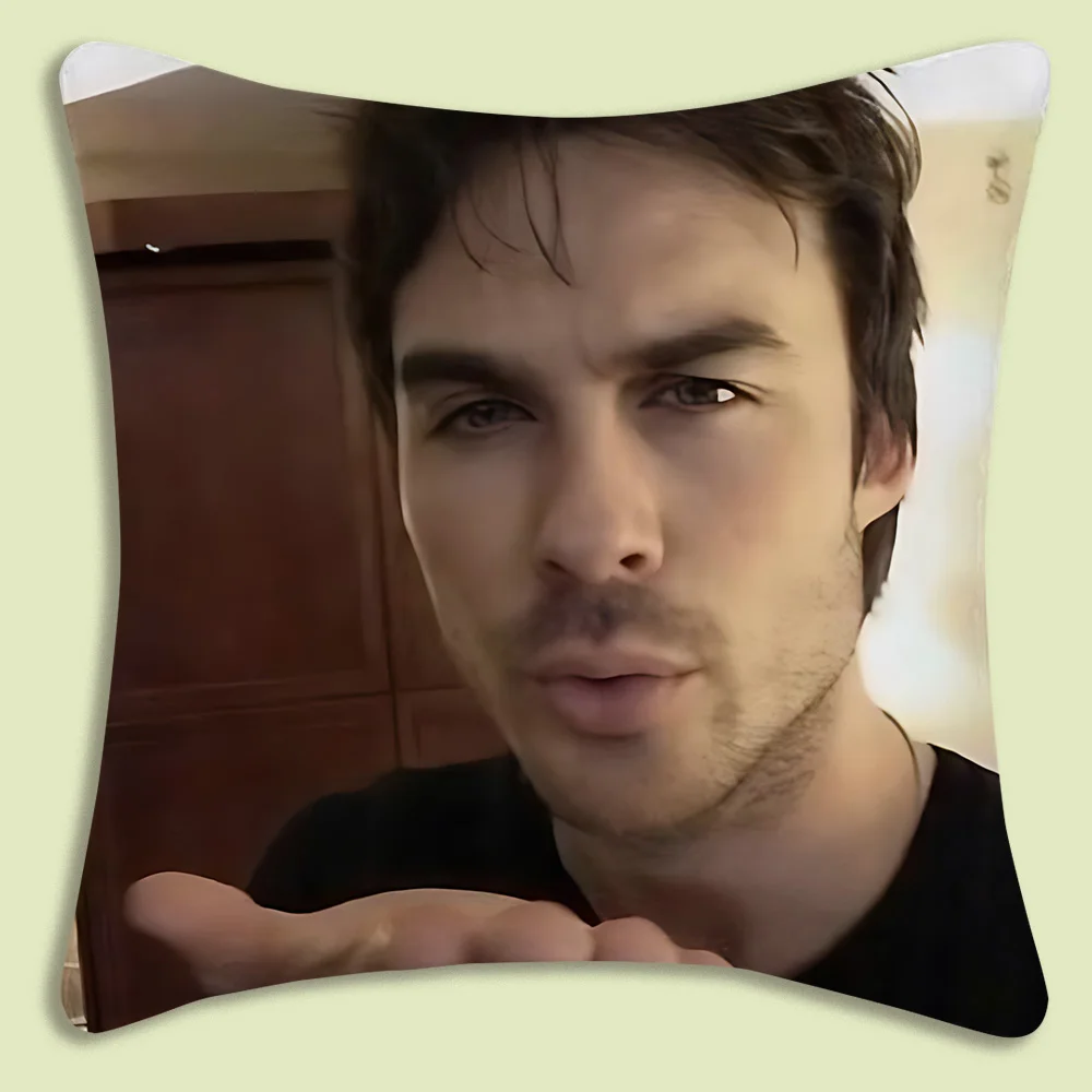 Damon Salvatore The Vampire Diaries Pillow Covers Cartoon Sofa Decorative Home Double-sided Printing Short Plush Cute Cushion 5