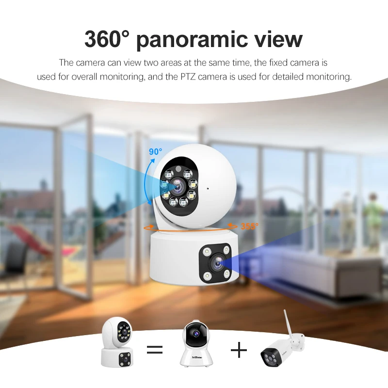 Srihome SH049 4MP WiFi Camera with Dual Screens 600K Light Baby Monitor Night Vision PTZ Security IP Cam CCTV Surveillance wireless baby monitor video baby monitor