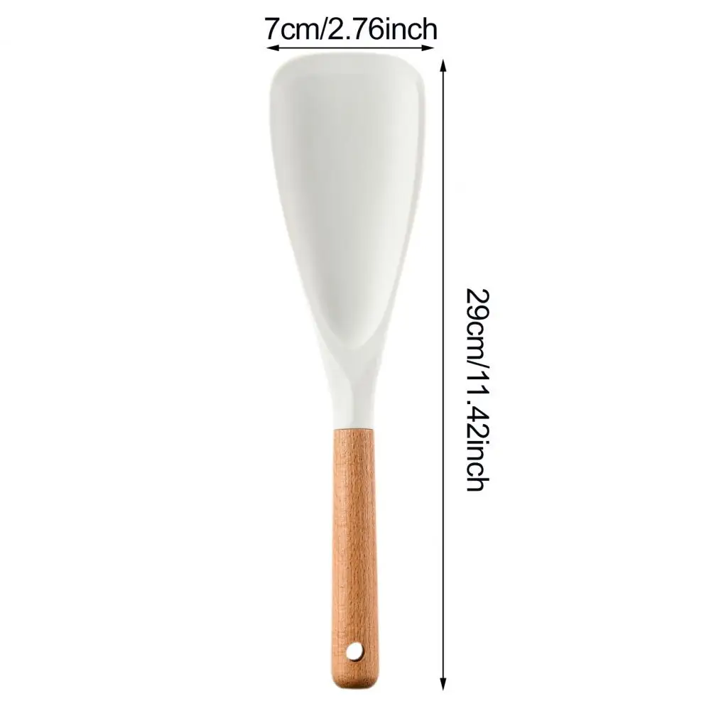 Silicone Cooking Spoon for Nonstick Cookware BPA-Free Wood Handle Heat Resistant Stir Scoop for Mixing Scoop And Scrape