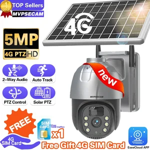 5MP Solar Battery 4G Sim Card Wireless PTZ Security Camera Outdoor Auto tracking Wifi CCTV Surveillance Camera Home Smart life