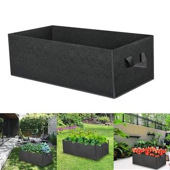 Rectangle Breathable Planting Container Grow Bag 40/50/60cm Fabric Raised Garden Bed Planter Pot for Plants Flowers Vegetables 1