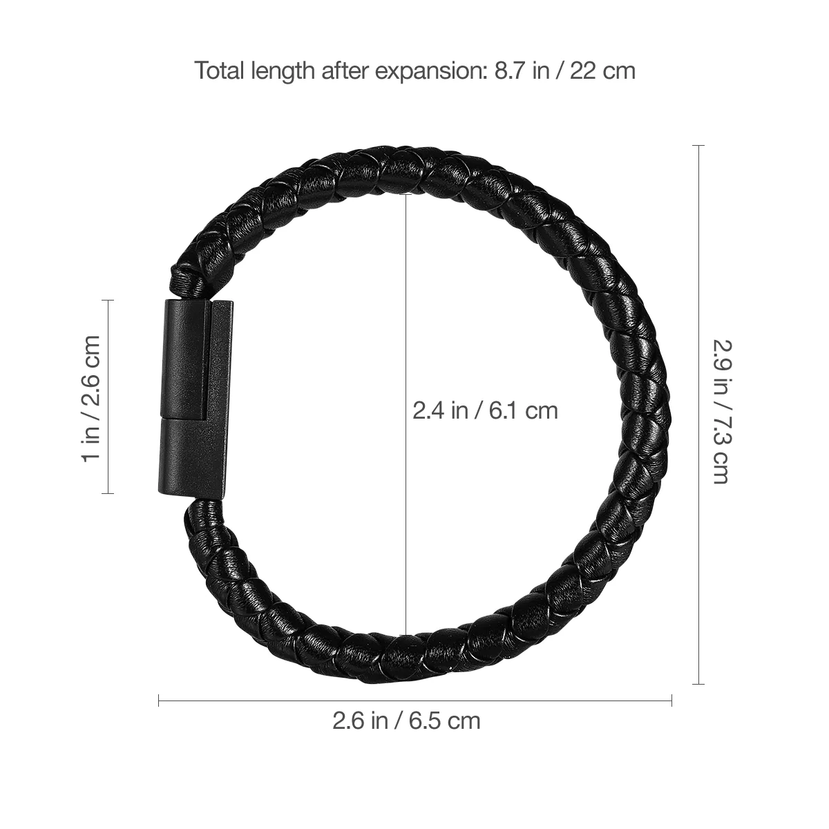 UKCOCO USB C타입 데이터 동기화 케이블, 브레이드 손목 밴드 스타일 충전 케이블, 블랙