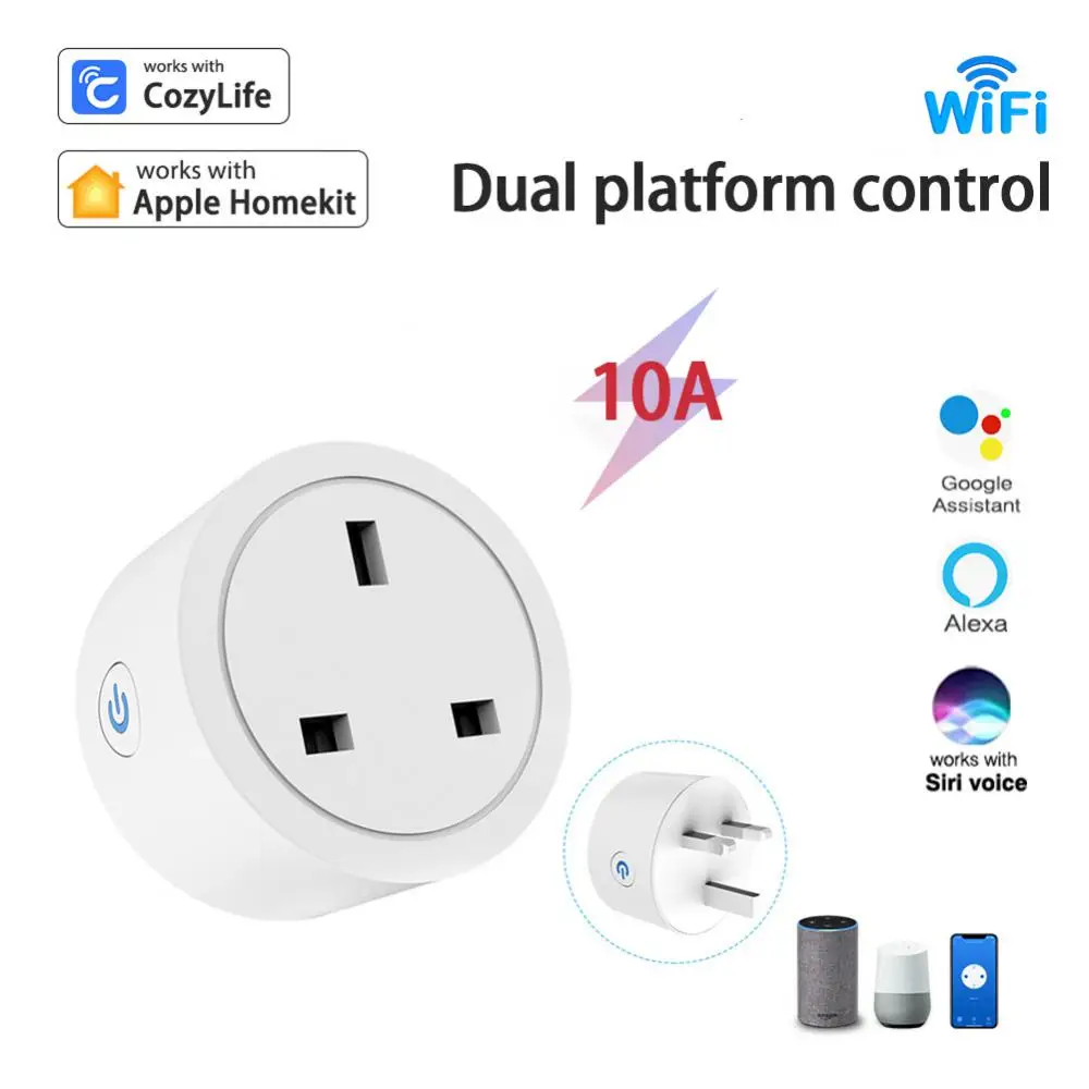 Corui 10A Uk Smart Plug Wifi Wireless Remote Socket Smart Timer Plug Controllo Vocale Home Ignifugo Pc Smart Uk Socket Plug
