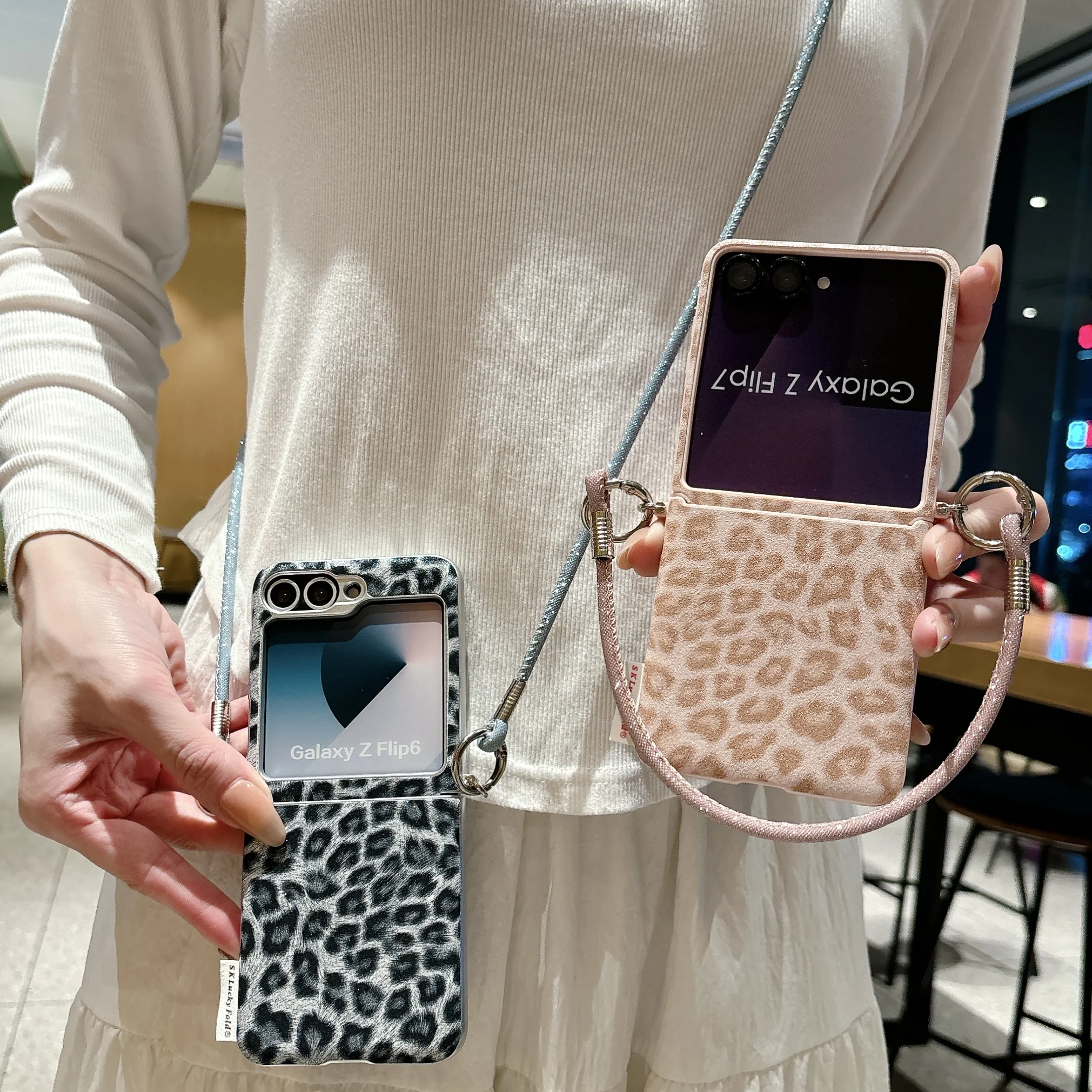 Luxury Leopard Print Phone Case with Wrist Strap - Shockproof Hard Cover