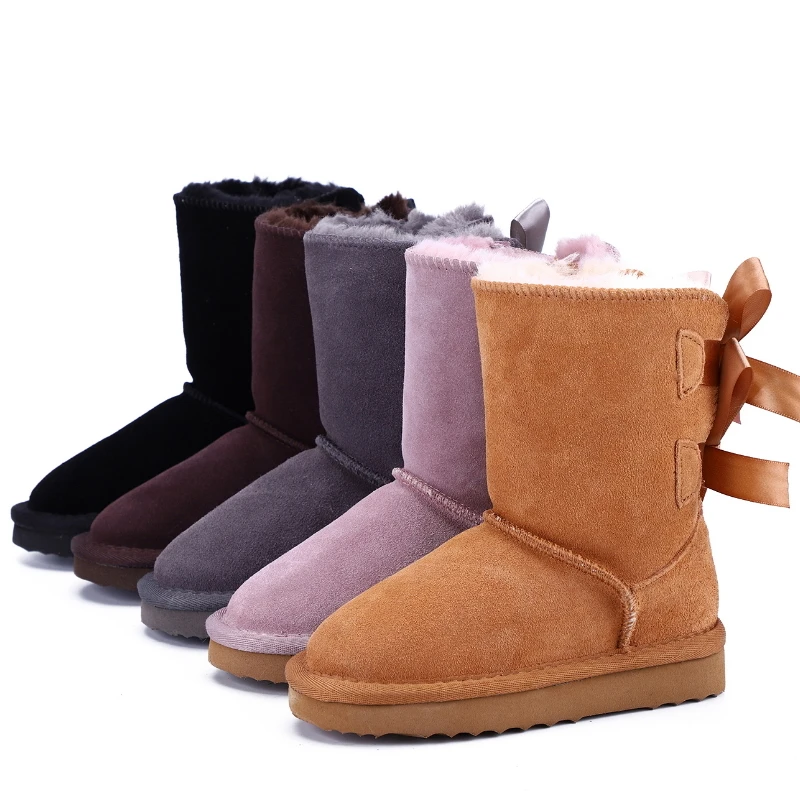

Kids Snow Boots Genuine Leather Fur child Top High Quality Australia Boots Winter Boots for Boys Baby girls Warm boot
