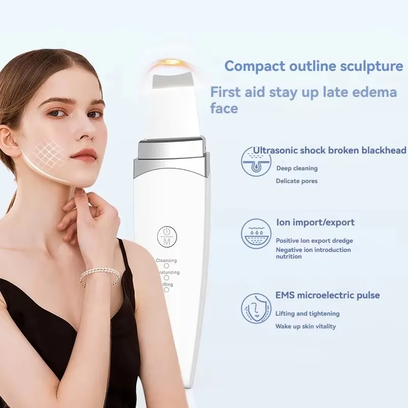 Ultrasonic Skin Scrubber Facial Spatula Blackhead Remover Deep Face Cleaning Skin Lift Machine Peeling Shovel Pore Cleaner