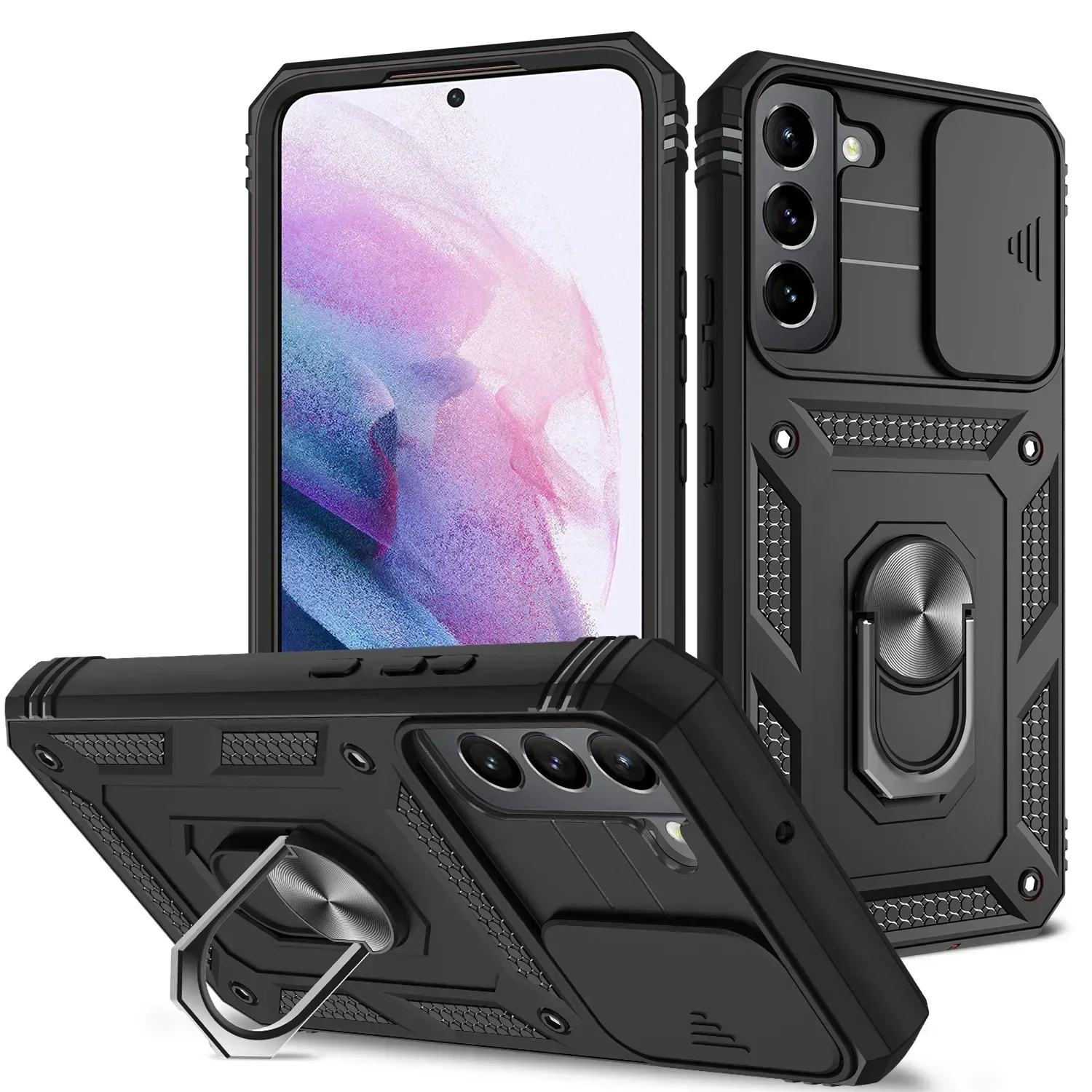 Heavy Duty Shockproof Case with 360° Rotating Kickstand and Camera Protection