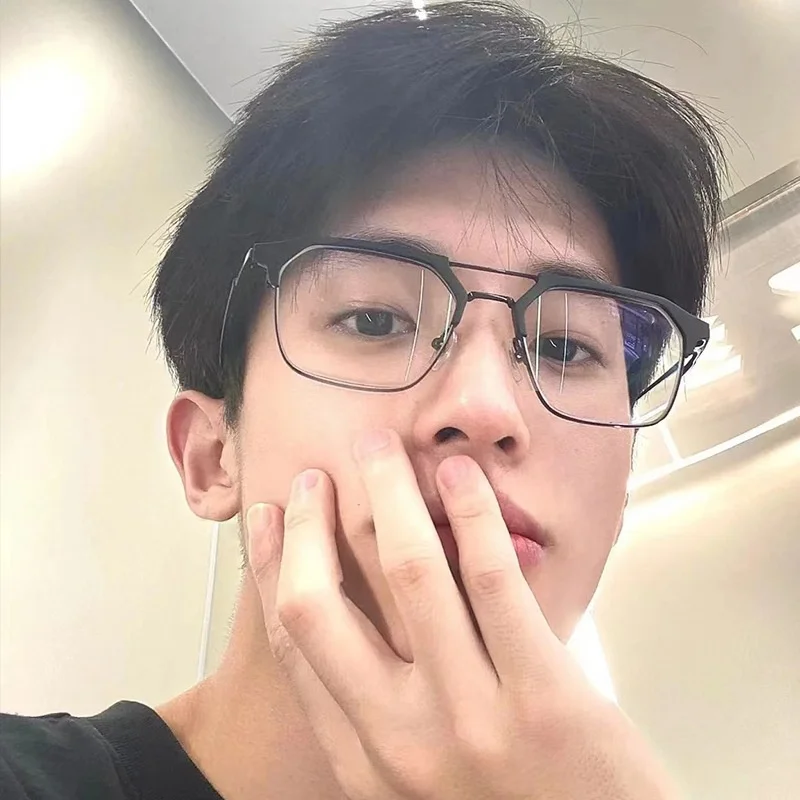 Men Anti-glare Glasses Transparent Computer Glasses Male Anti-blue Light Double Beam Frame Flat Mirror Eyeglasses For Drivers
