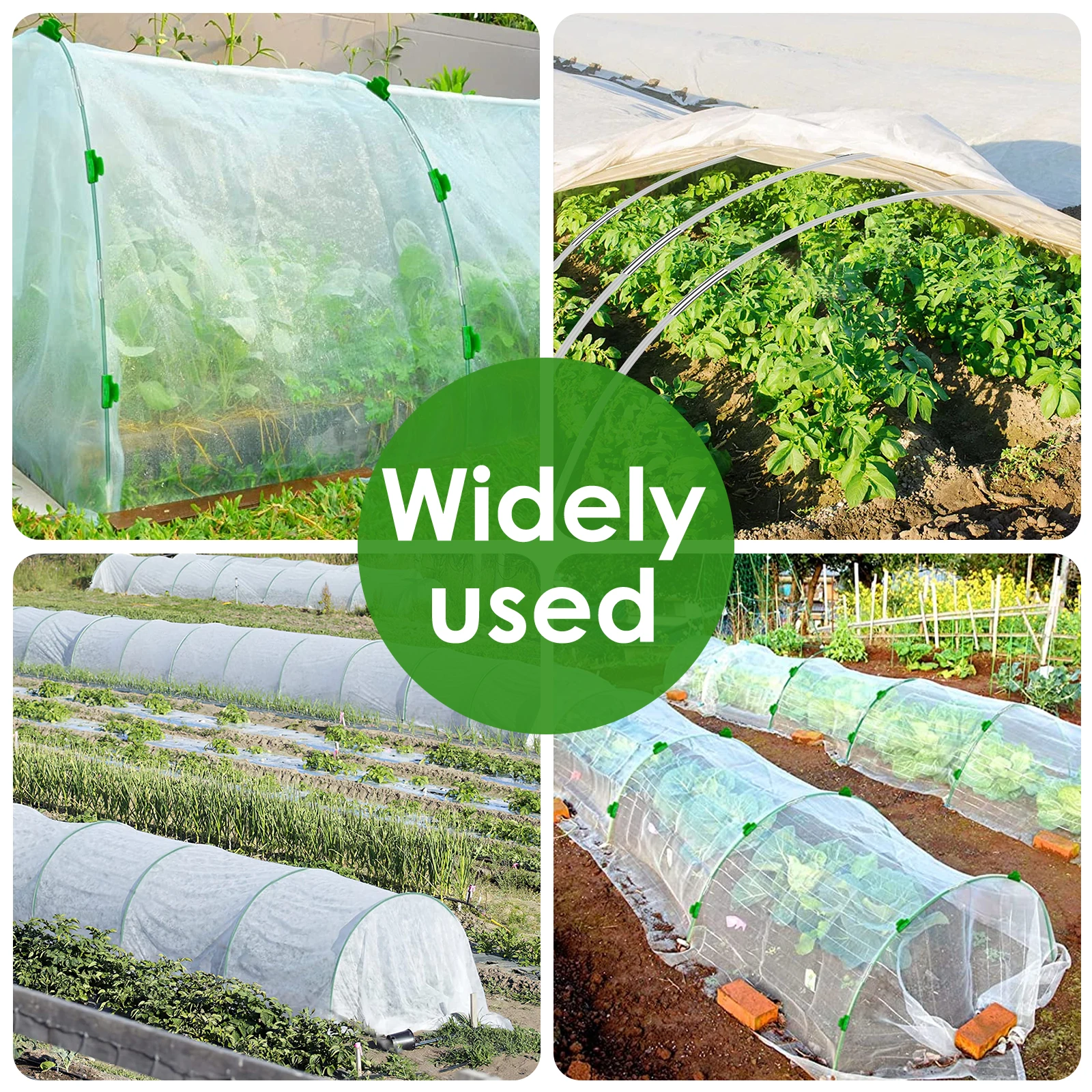 Greenhouse Plant Hoops Set Easy to Install Plant Cover Netting Kit Reusable Fibreglass Grow Set Vegetable Grow Tunnel Support