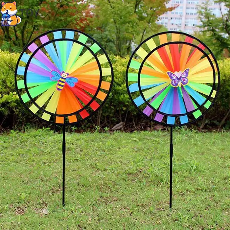1pc Colorful Polyester Wheel Windmill for Children Outdoor Activities and Garden Decoration Kids Windmill Toys