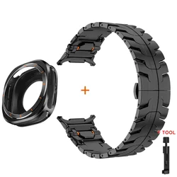 Luxury Stainless Steel Strap and Aluminum Alloy Case for Watch Ultra, Men's Metal Protective Watchband (Black)