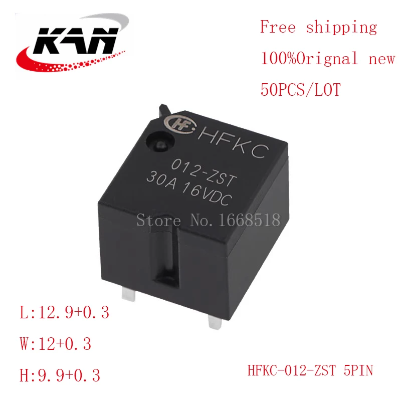

Free shipping 50pcs relay HFKC-012-ZST 12VDC 30A 16VDC 5PIN Original New