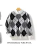 Men's 100% Merino Wool Multicolor Sweater Round Neck Knitted Pullover Cashmere Thickening Tops Long Sleeve Jumpers Autumn Winter 1