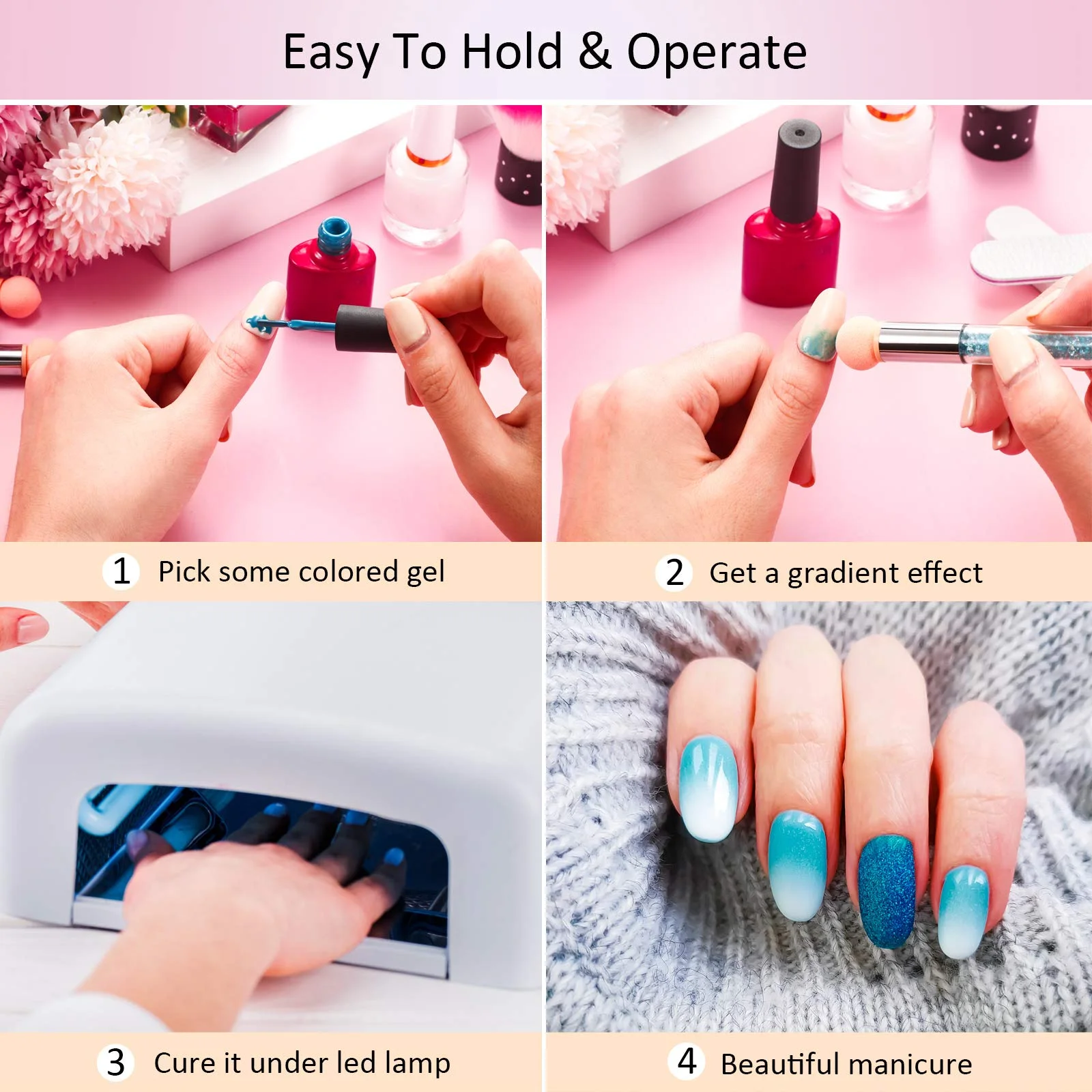 Sponge Nail Brush Picking Dotting Gradient Pen Brush Double Head Sponge Nail Brush Handle Acrylic Nail Painting Brush 4