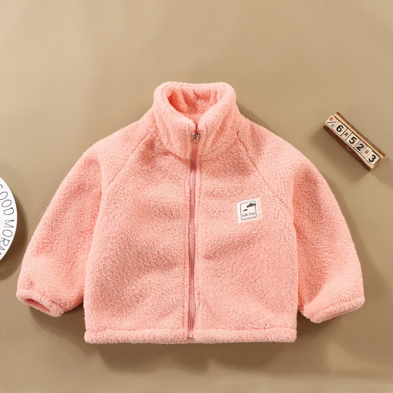 Kids Jackets 1-9 Years Plush Girls Jacket Autumn Winter Warm Boys Coat Hooded Zipper Fashion Outerwear Fleece Kids Clothes