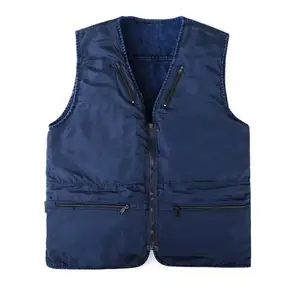 Vest Coat Multiple Pockets Comfy Streetwear Loose V Neck Vest Outerwear Sleeveless Coat   Denim Waistcoat  for Camping