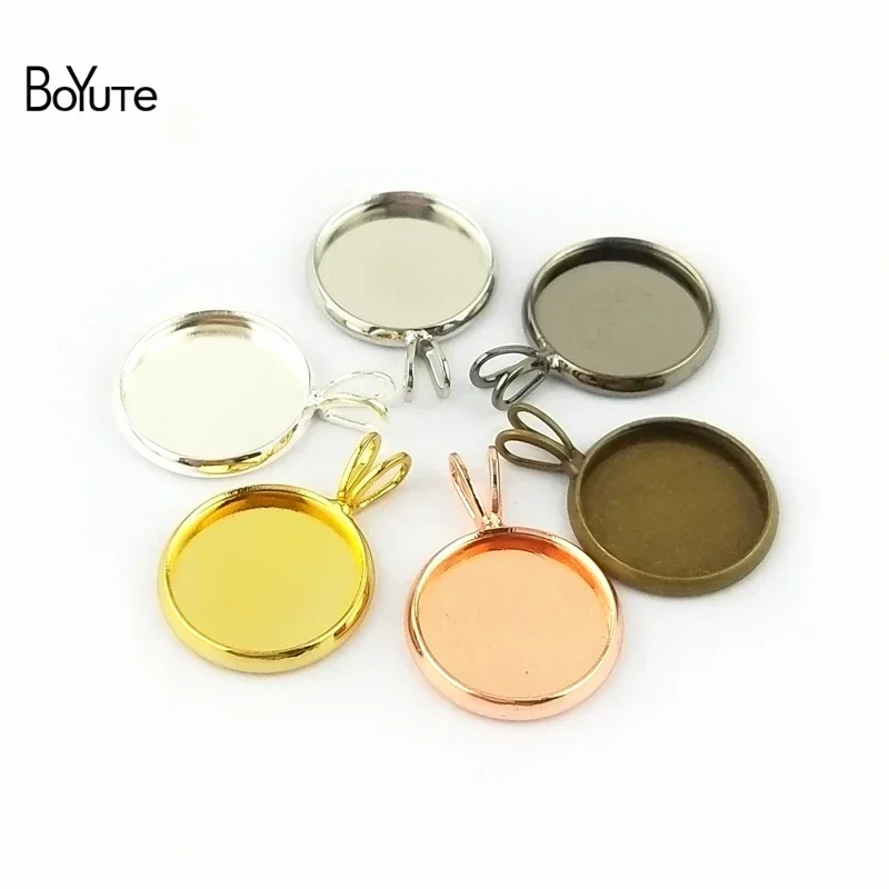 BoYuTe (50 Pieces/Lot) Round 10-12-14-16-18-20MM Cabochon Base Settings Blank Pendant Base Diy Jewelry Accessories