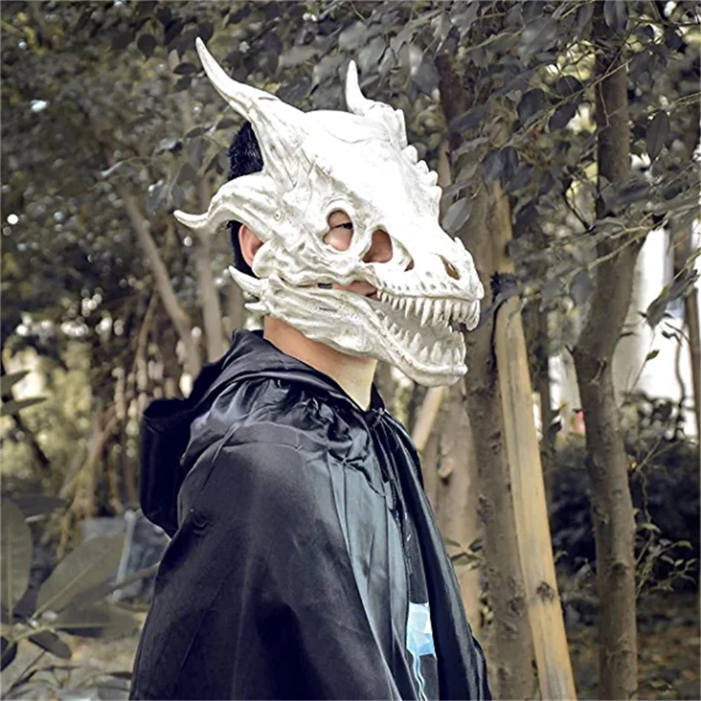 

Головной убор для хеллоуина dragon маска с костью голова над динозавром, латексная движущаяся маска для рта с животными