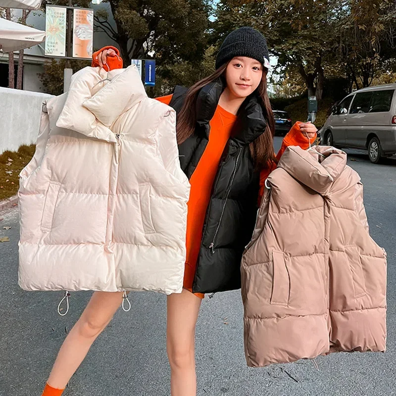 

Женский однотонный кардиган на молнии, жилет без рукавов с воротником-стойкой и карманами на завязках, верхняя одежда для улицы, осень 2023