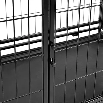 Portable Heavy Duty Stackable Dog Pet Kennel with Tray, Black, 48.2