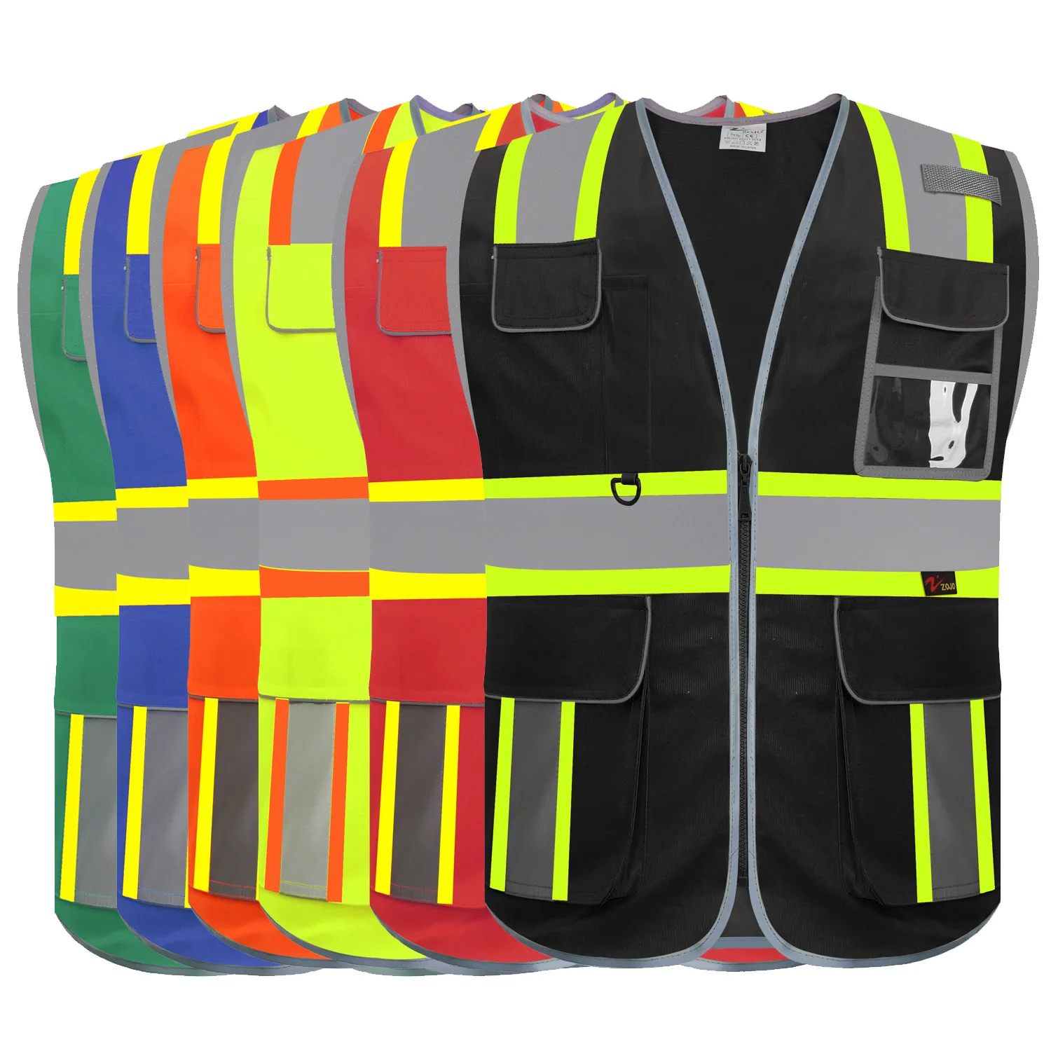 Safety Vest Reflective with Pockets and Zipper For Construction Work Gear PPE High Visibility Work vest reflective vest,safety vest,high visibility vest