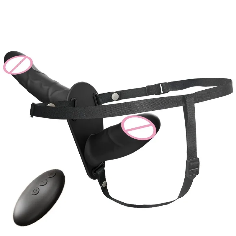 Remote-Controlled Dual-Headed Vibrator with Penetration & Penis Strap – Powerful Vibrating Sex Toy for Lesbian Couples