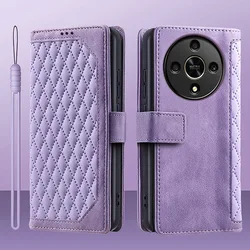 Luxurious Wallet Flip Leather Magnetic Phone Case with Card Slot, Full Protection for HONOR X9b (Purple)