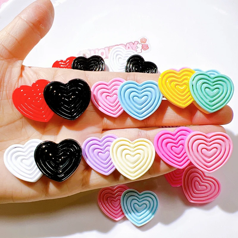

10 Pcs New Valentine's Day Cartoon Sweet Bicolor Peach Heart Resin Scrapbook Diy Decorative Hair Clip, Pendant Jewelry Parts