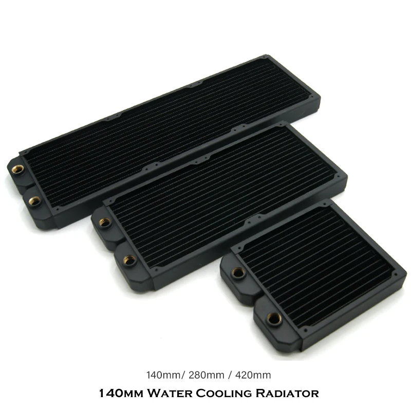 Radiador de Cobre Fino para pc Water Cooling System 140 mm 280 mm 420 mm Fileira Fria para 14cm Fan 27 mm
