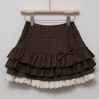 Japanese Y2k Cute Ruffled Plaid Skirt Punk Rock Subculture Cake Skirts Japanese Preppy Style Casual New 2025 Women Skirts - Image 4