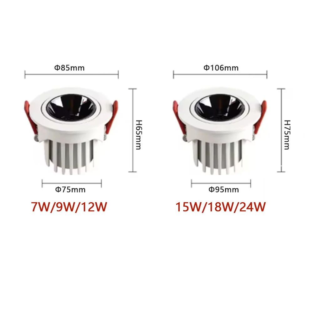 Led 다운라이트 매립형 천장 램프 스팟 램프 각도 조절 가능 알루미늄 스팟 LED 조명 7W-24W AC110V 220V 가정용 사무실 매장용