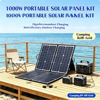 Kit de panneau solaire portable pliable de 1000W, chargeur solaire monocristallin avec accessoires complets pour le camping, les camping-cars et l'alimentation hors réseau. 4