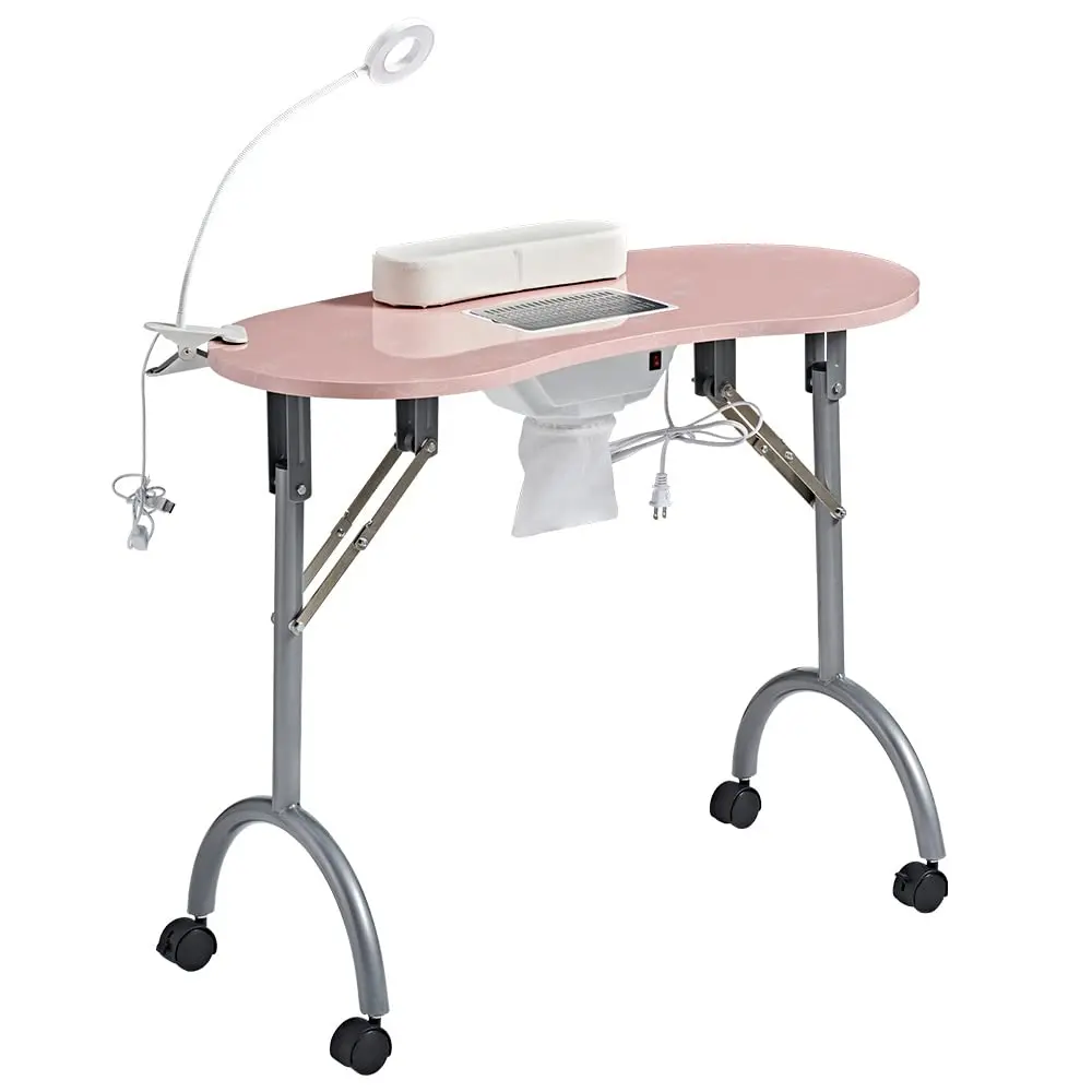 Portable Manicure Table, Professional Nail Table with USB-plug LED Table Lamp, Sponge Pillow, Electric Dust Collector