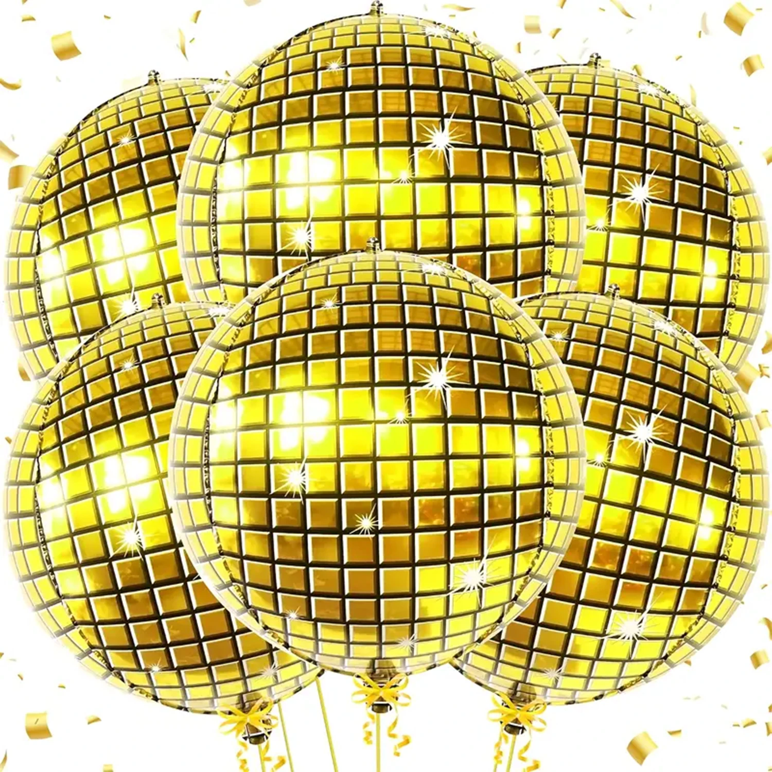 Set of 6 Metallic Disco Dance Party Balloons - 22 Inch Aluminum Film Decor