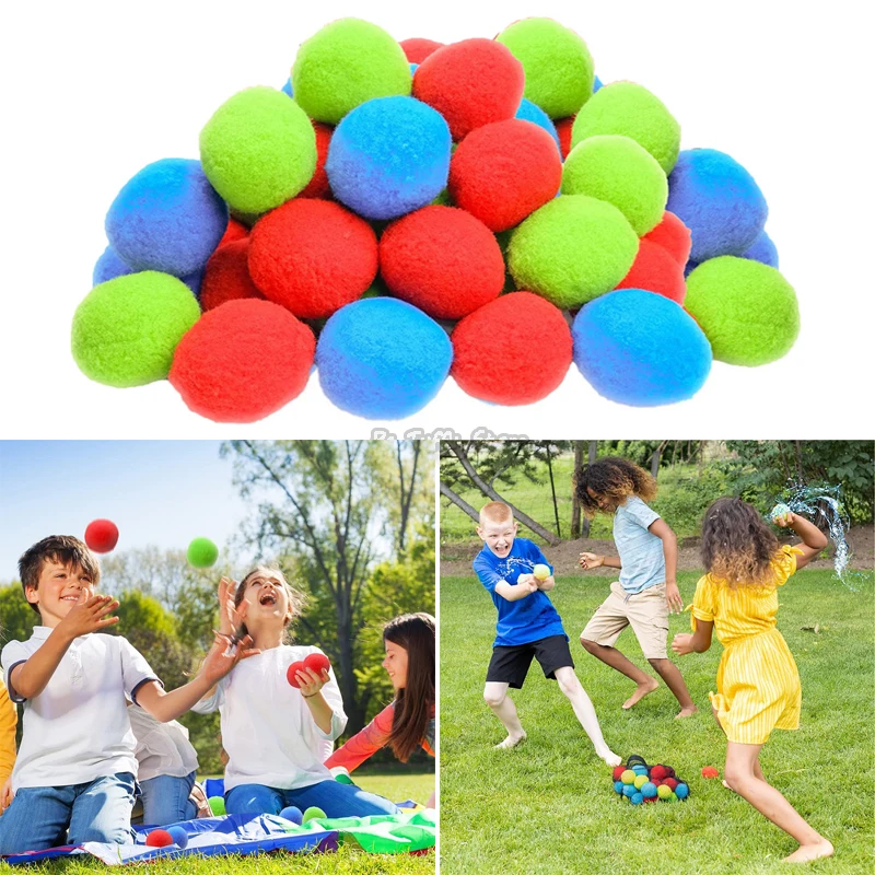 Reusable Waterballoon Cotton Absorbent Ball Outdoor Toy for Kids Pool Beach Bomb Balls Summer Water Battle Anti Stress Game Gift
